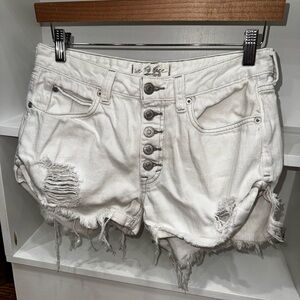 We The Free White Button-Up Jean Shorts